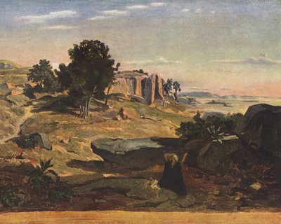 Hagar in de woestijn door Jean Baptiste Camille Corot